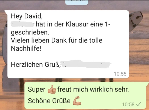 Referenz für Mathe-Nachhilfe Notenverbesserung